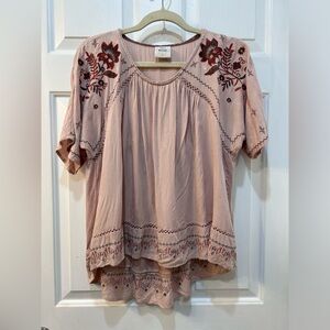 Knox Rose Whimsical Embroidered Peasant Blouse Sz S Peasant Cottagecore Boho